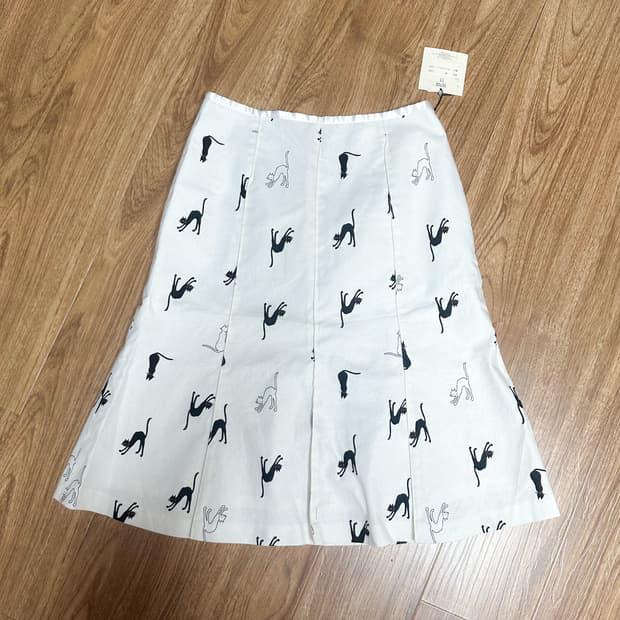 빈티지 고양이 플리츠 스커트 치마 히메갸루 로걀 라떼 모리걸 긱시크 고딕