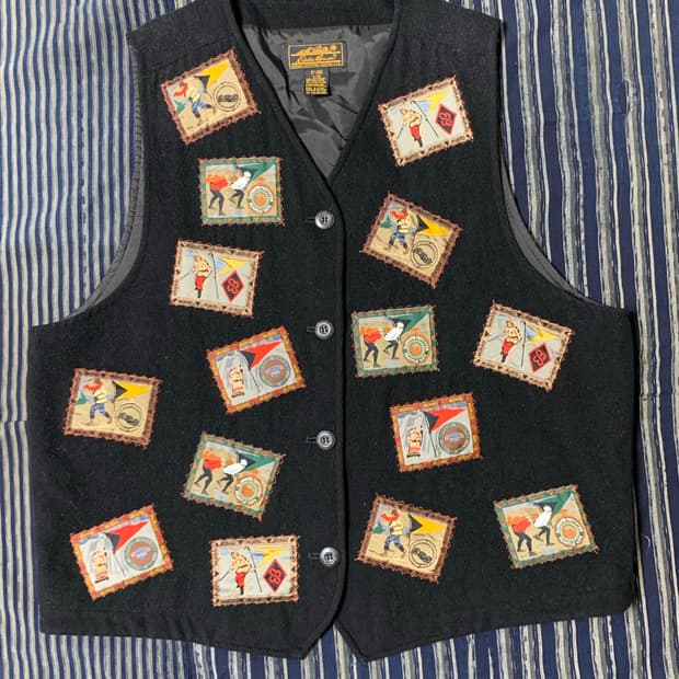 (L)80's 에디 바우어 패치 울 베스트