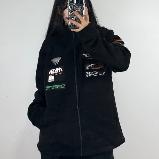 다이나핏 패치 후리스 후드집업 E266
