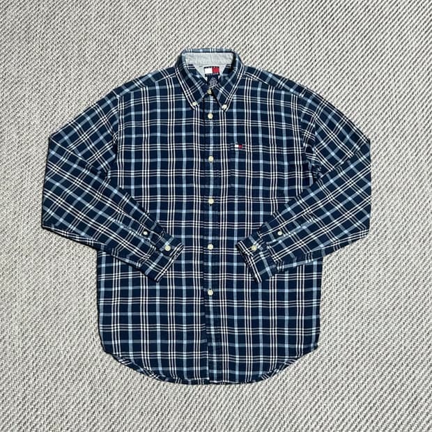 [L] Tommy 타미힐피거 우먼즈 네이비 플란넬 체크셔츠
