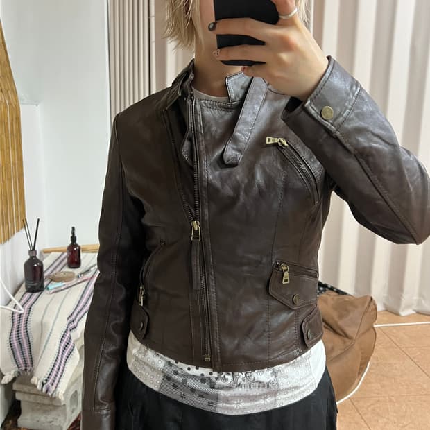톰보이 여성 양가죽 브라운 라이더자켓 