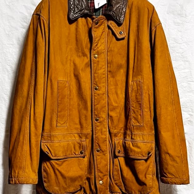 영국로컬  바버 느낌의 스웨이드 자켓 오버핏 42 사이즈 타탄 안감