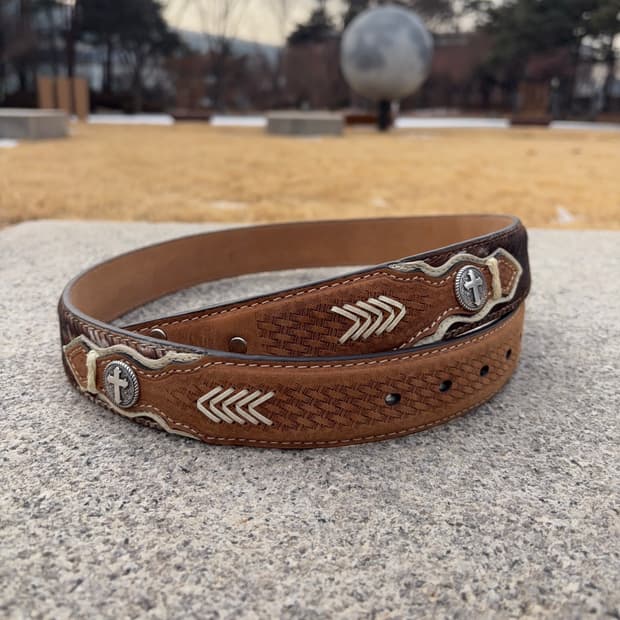 노코나 Nocona 헤어온 레더 웨스턴 벨트 