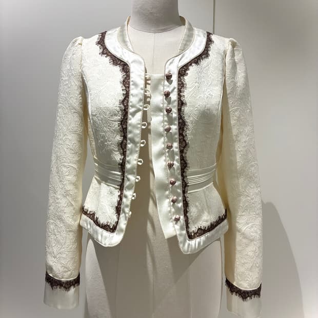 자카드 레이스 버튼 자켓