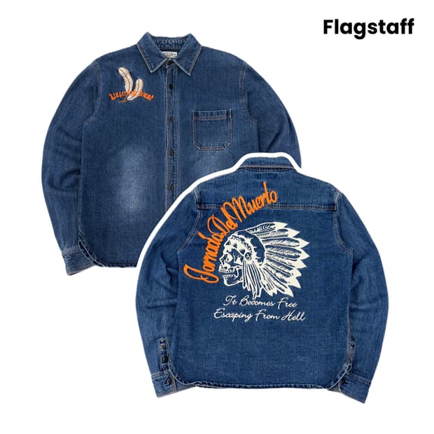FLAGSTAFF 플래그스터프 제팬 인디언 자수 데님자켓