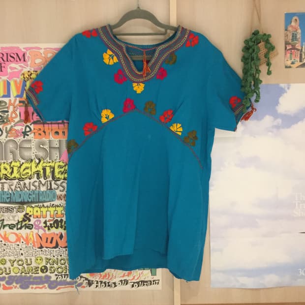 하구미 멕시코 자수 블라우스 