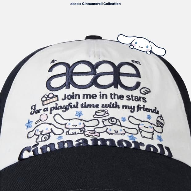 aeae 에이이에이이 시나모롤 로고 모자 캡 네이비