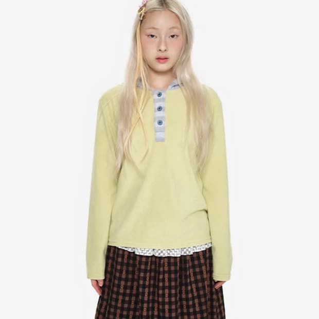 Hooded Henley Tee _lime