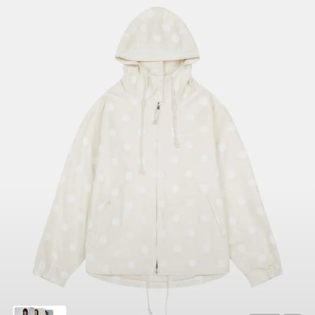 오헤시오 도트 셔츠 후드집업 아이보리