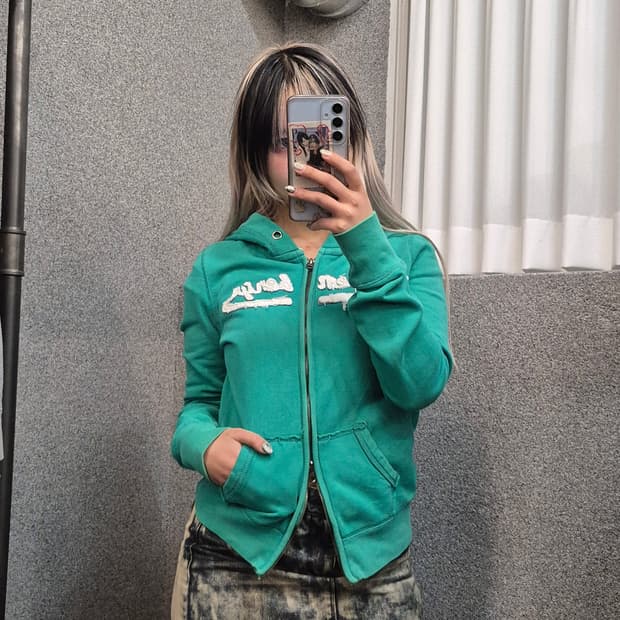 VINTAGE GREEN HOODIE ZIPUP 