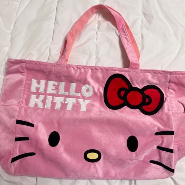 헬로키티 핑크 벨벳 가방 토트백