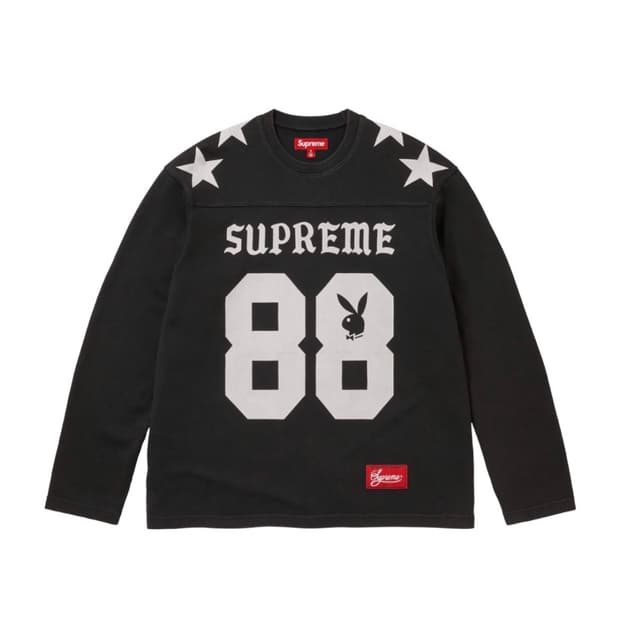 L 슈프림 x 플레이보이 롱슬리브 풋볼 탑 블랙 - 26SS