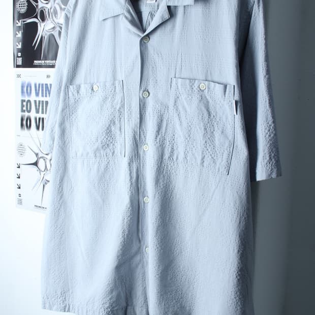 (L-XL) 커버낫 반팔 카라 티셔츠 셔츠 남방 연블루 무지-H30645