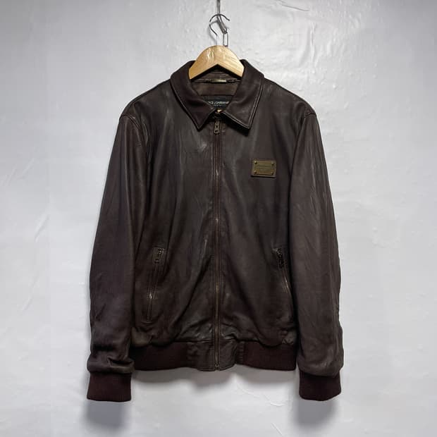 돌체앤가바나 브라운 가죽 자켓