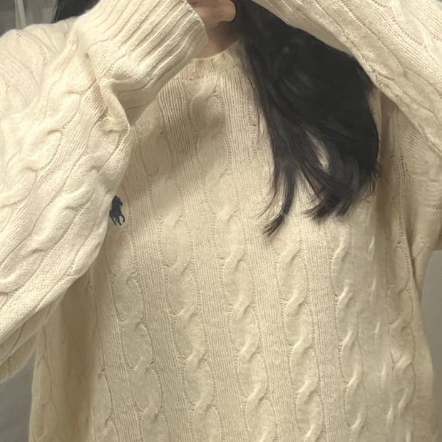 폴로 랄프로렌 아이보리 니트 