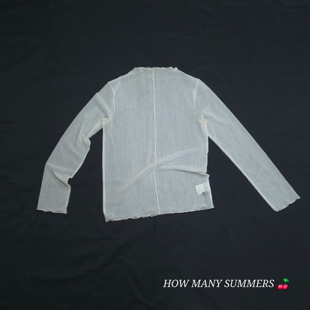 ​Y2K 무드 화이트 메쉬 탑 여리여리한 핏 시스루 레이어드 긴팔