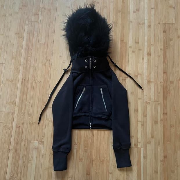 Black fur parka