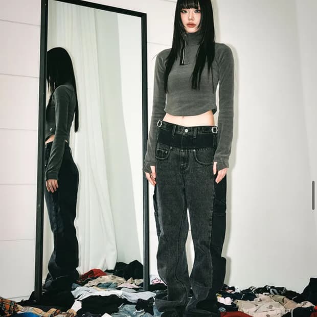 스키즘인듀싱 FR BOOT CUT JEANS BLACK 데님