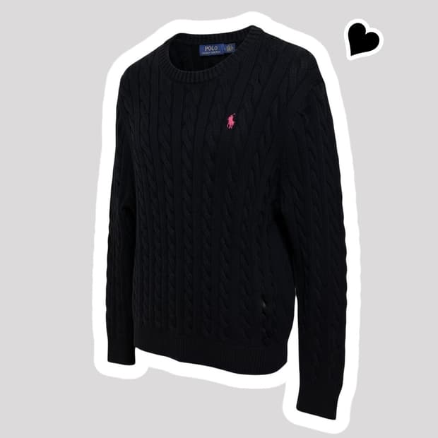 신형 폴로 랄프로렌 블랙 꽈배기 니트