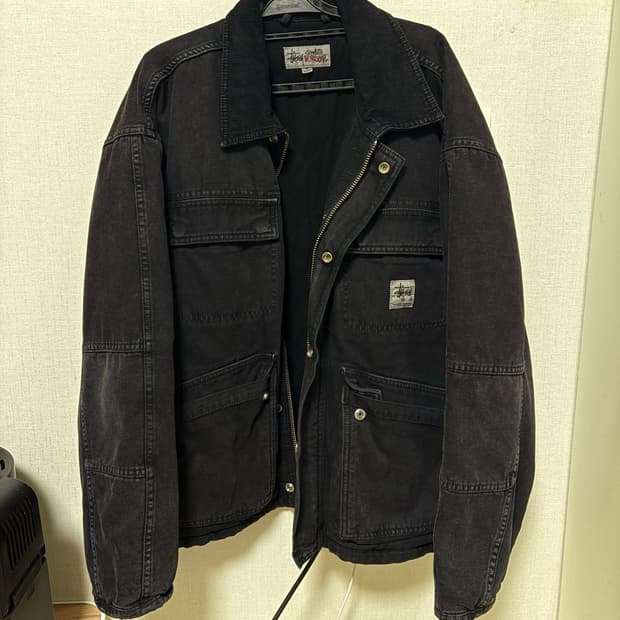 스투시 워시드 캔버스 샵 자켓 블랙 M