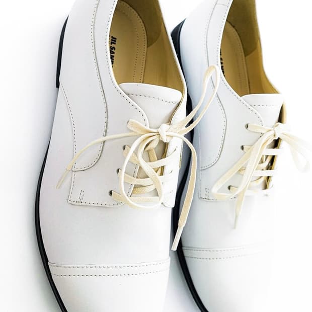 Jil Sander white leather loafer 