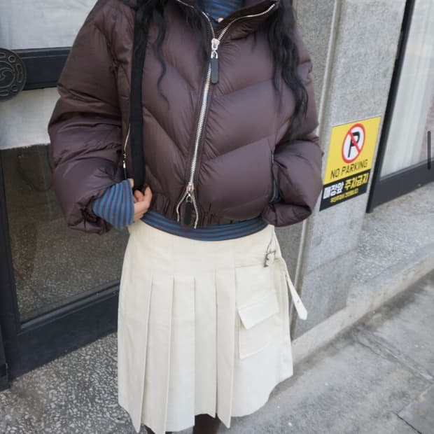 덕다운 브라운 숏패딩