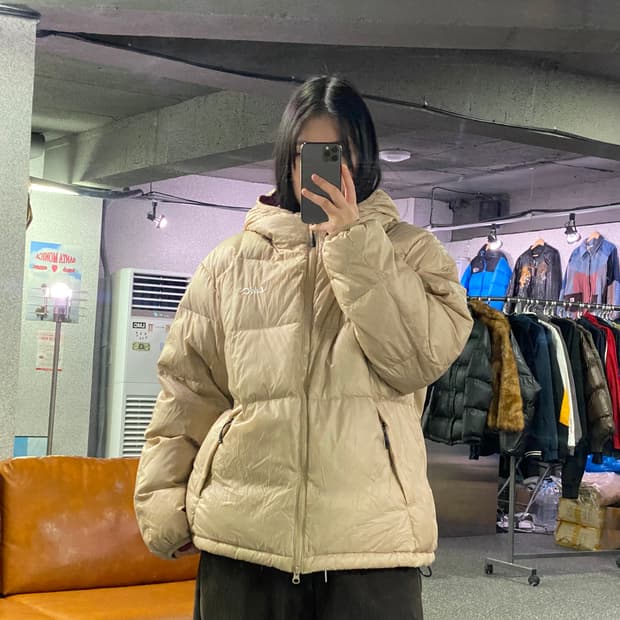 LMC 후디드 푸퍼 샌드 덕다운 파카 패딩 B3815