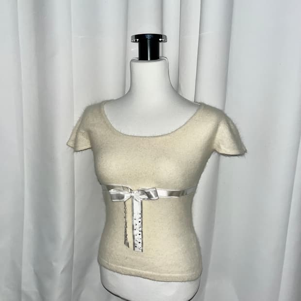 Pinky Girls 리본 니트 탑