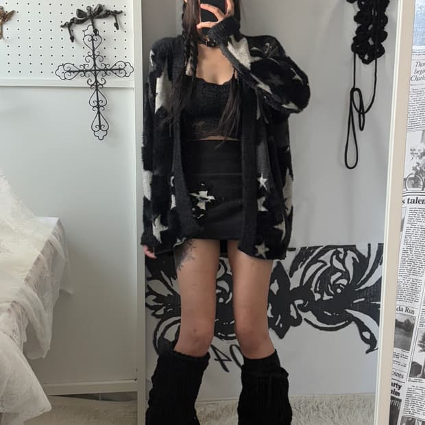 • Star Fake Fur Cardigan