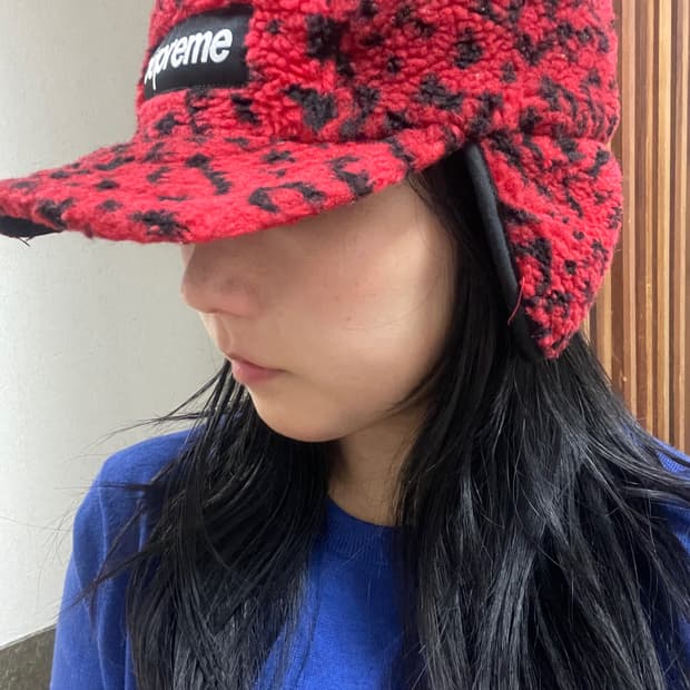 ⭐️레어⭐️슈프림 레오파드 플리스 이어플랩 캠프캡