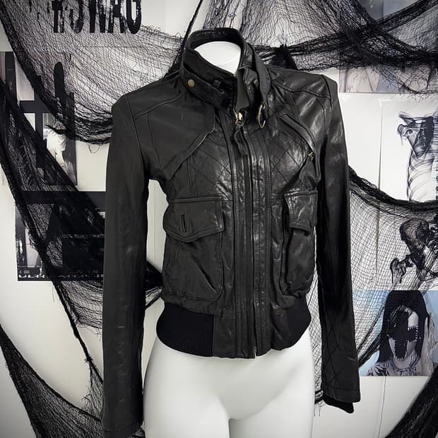 Real leather stitch jacket