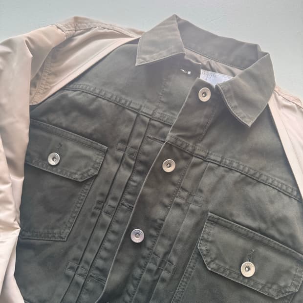 사카이 Sacai 카키베이지 믹스 봄버자켓 사이즈2