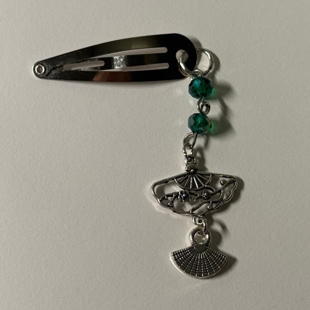 그린 오리엔탈 부채 헤어핀