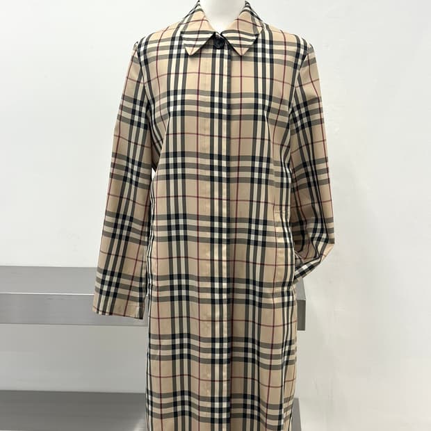 버버리 노바체크 싱글 롱 코트 