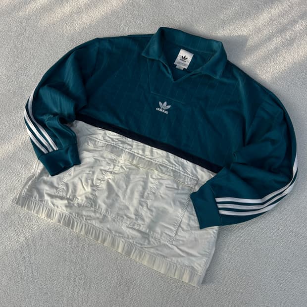 아디다스 그린/화이트 컬러블록 풀오버 실측 기준 L