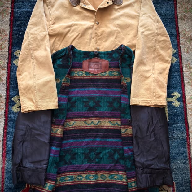 80s Wool Rich 아즈텍 라이너 캔버스 헌팅 필드 코트자켓