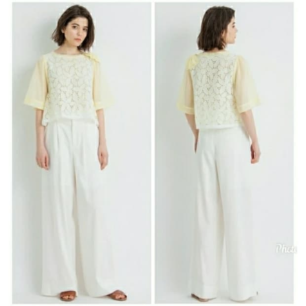 LANVIN 랑방 시어코튼 플라워 기퓌르레이스 크롭 탑 ㅂㅂㅂㅂ블라우스
