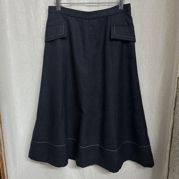 blanc basque stitch wool skirt