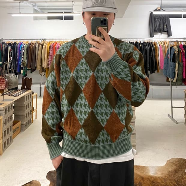 90's CHRISTIAN DIOR argyle knit 90년대 디올