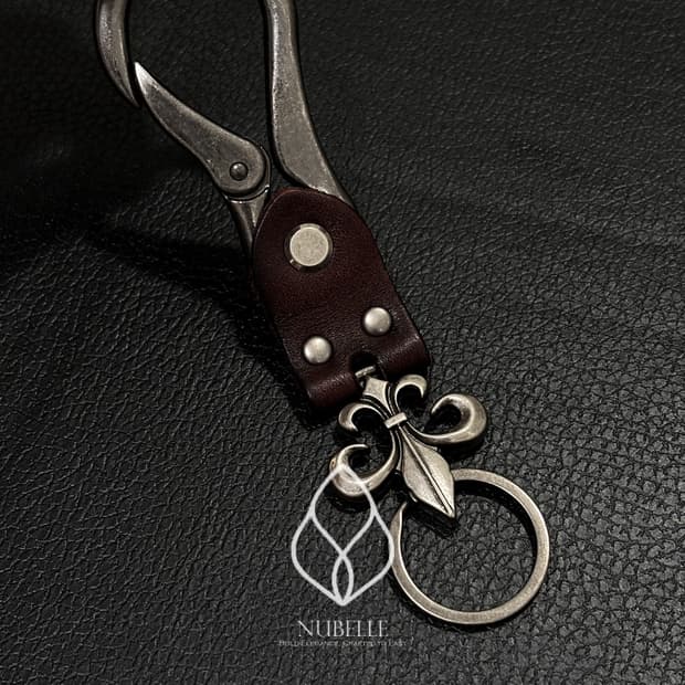 🌗 Chrome leather keyring / 크롬 소가죽 키링