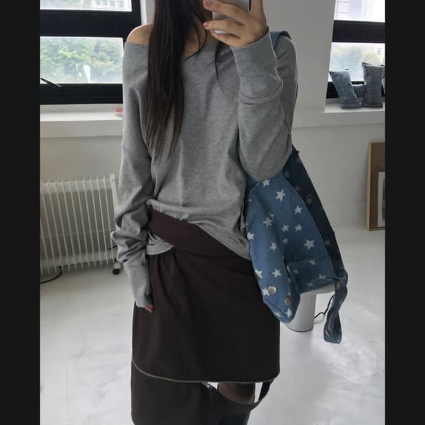인앤양인하모니 슬릿 스커트 브라운 yinandyang slit skirt