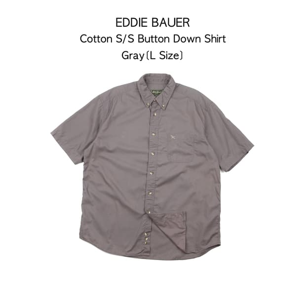 EDDIE BAUER 코튼 숏슬리브 버튼다운 셔츠 그레이