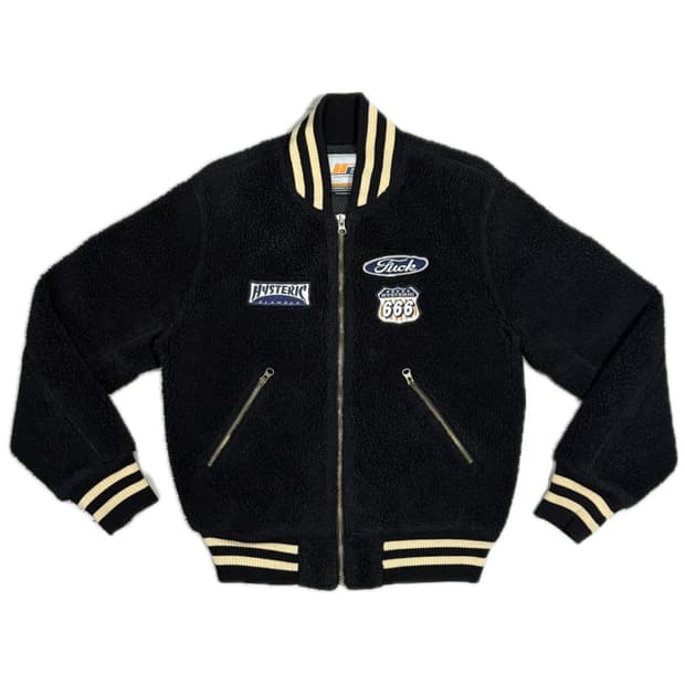 히스테릭 글래머 아카이브 아이코닉 로고 플리스 패딩 스타디움 바시티 자켓