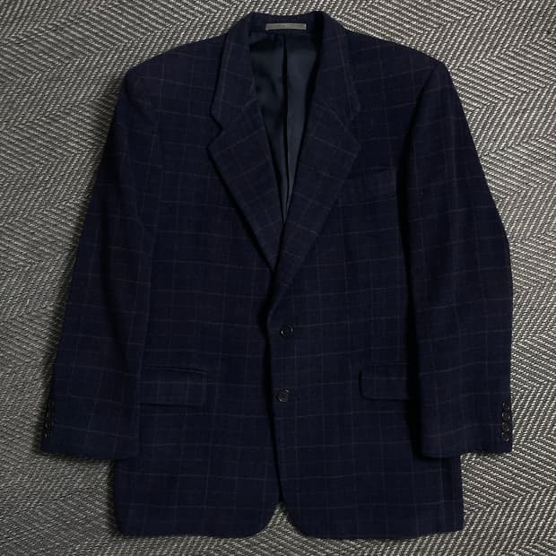 00s 입생로랑 아카이브 체크 패턴 캐시미어 혼방 블레이져o 4950