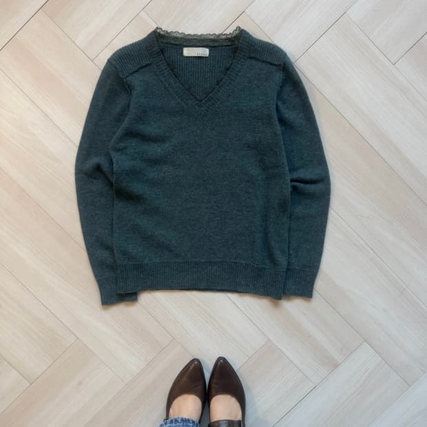[WEAVER] race V neck knit 