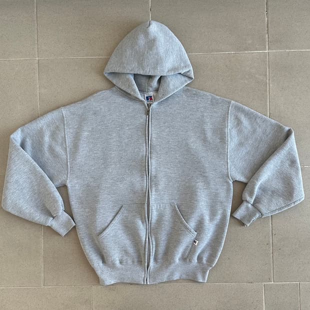90s 빈티지 러셀 후드집업 그레이 L