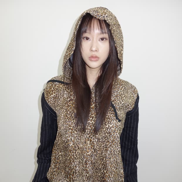 꼼데가르송 옴므 플러프 레오파드 후드집업