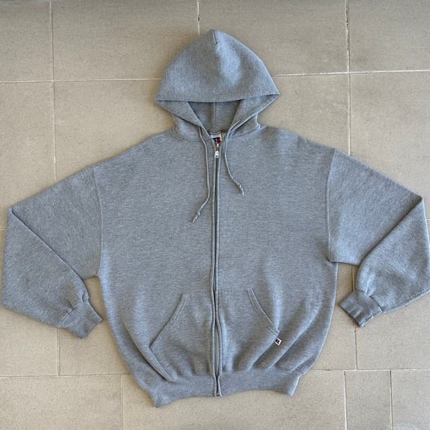 90s 빈티지 러셀 후드집업 그레이 XL