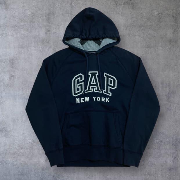 GAP 뉴욕 스펠아웃 빅로고 네이비 후드티