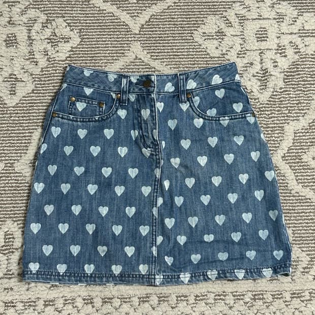 하구미 모리걸 사와코 하트 도트 데님 스커트